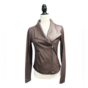 VINCE Goat Leather Scuba Leather Moto Jacket
